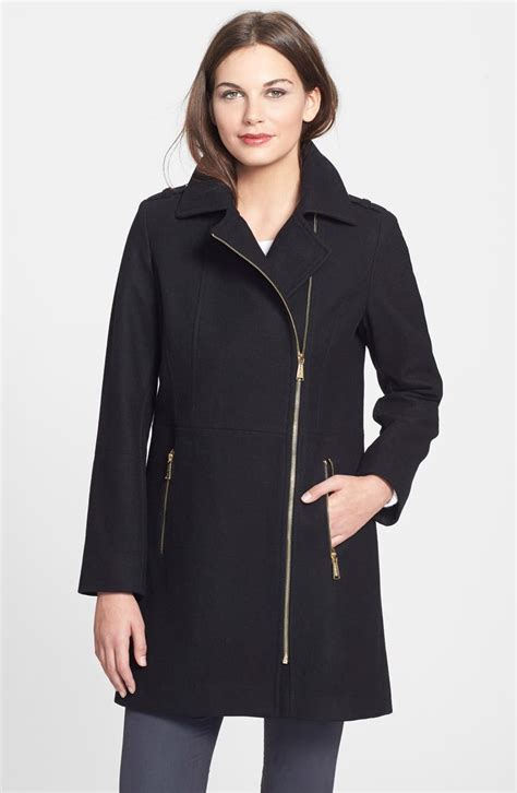 michael kors asymmetrical wool coat in red|macy's Michael Kors coat.